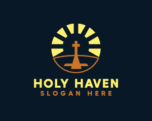 Vatican - Sunset Crucifix Worship logo design