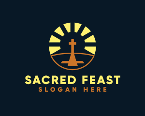 Eucharist - Sunset Crucifix Worship logo design