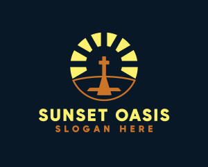 Sunset Crucifix Worship logo design