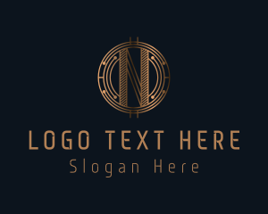 Cryptocurrency Digital  Letter N Logo