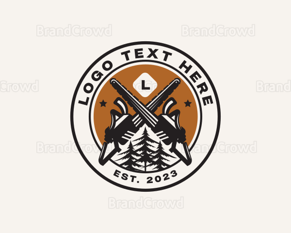 Chainsaw Tree Cutting Logo