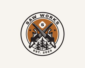 Chainsaw Woods Cutting logo design