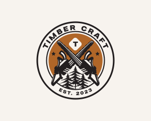 Chainsaw Woods Cutting logo design