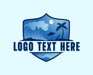 Surfing Beach Vacation Logo