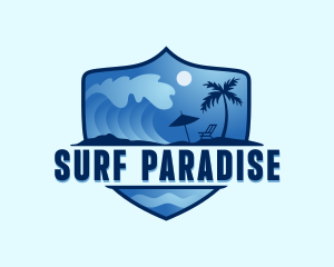 Surfing Beach Vacation logo design