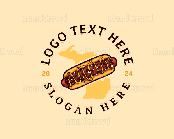 Hotdog Food Michigan Logo