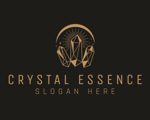 Gold Crystal Gemstone logo design