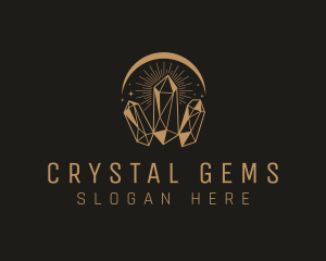 Gold Crystal Gemstone logo design