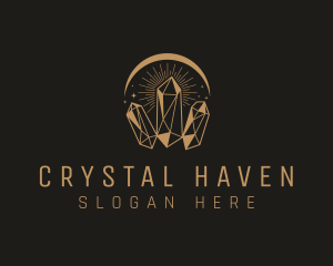 Gold Crystal Gemstone logo design