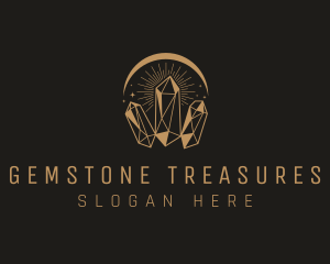 Gold Crystal Gemstone logo design