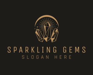 Gemstone - Gold Crystal Gemstone logo design