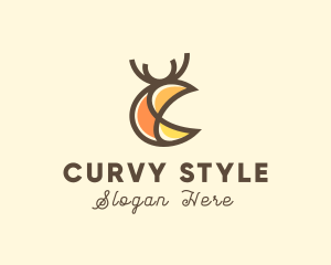 Curvy - Abstract Deer Stag logo design