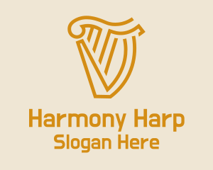 Harp - Gold Harp Letter TV logo design