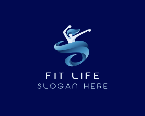 Fitness Dancer Swirl logo design