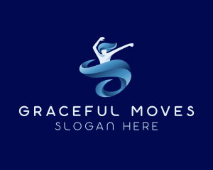 Fitness Dancer Swirl logo design