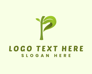Environment - Natural Leaf Eco Letter P logo design