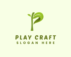 Natural Leaf Eco Letter P logo design