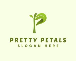 Natural Leaf Eco Letter P logo design