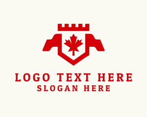 Red - Canadian Maple Crest Banner logo design