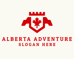 Alberta - Canadian Maple Crest Banner logo design