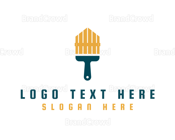 House Fence Paint Brush Logo