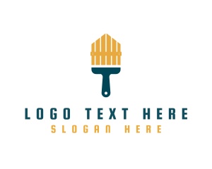 Fence - House Fence Paint Brush logo design