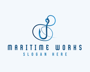 Marine Fishing Hook logo design