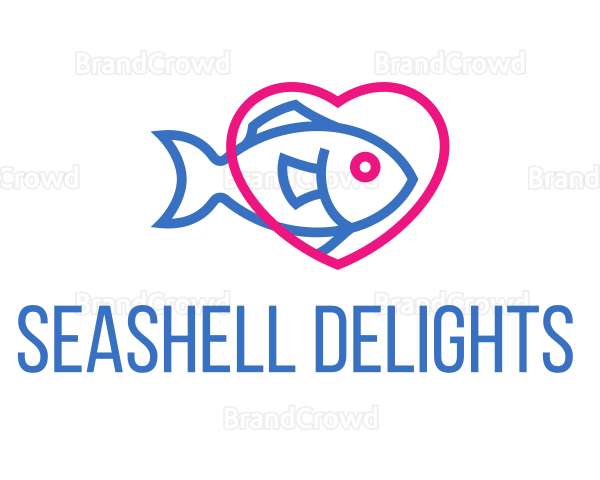 Seafood Fish Heart Logo