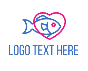 Trout - Seafood Fish Heart logo design