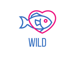 Seafood Fish Heart Logo