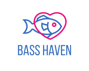 Bass - Seafood Fish Heart logo design