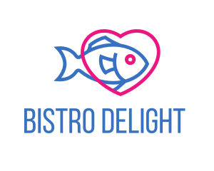 Seafood Fish Heart logo design