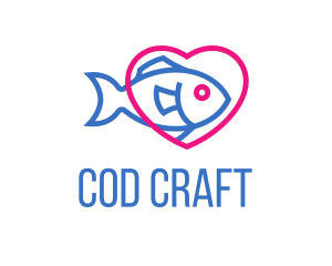 Cod - Seafood Fish Heart logo design