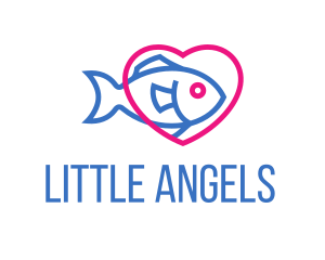 Aquatic - Seafood Fish Heart logo design