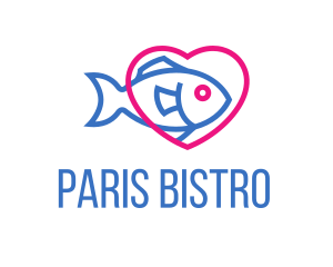 Seafood Fish Heart logo design