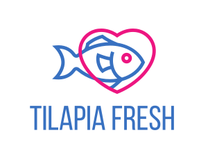 Tilapia - Seafood Fish Heart logo design