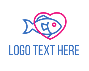 Cod - Seafood Fish Heart logo design