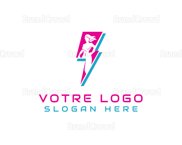Lightning Superhero Woman Logo