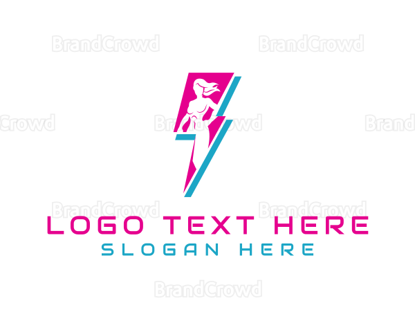 Lightning Superhero Woman Logo