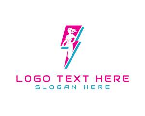 Woman - Lightning Superhero Woman logo design