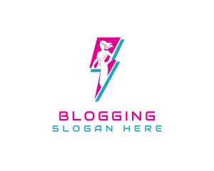 Female - Lightning Superhero Woman logo design