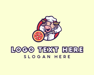 Snack - Cow Pizza Chef logo design