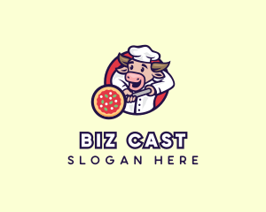 Culinary School - Cow Pizza Chef logo design