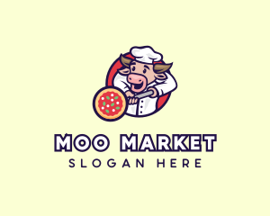 Moo - Cow Pizza Chef logo design