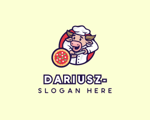 Cartoon - Cow Pizza Chef logo design
