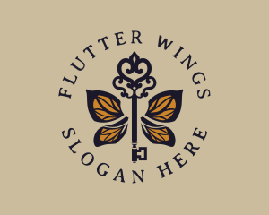 Butterfly Wing Key logo design