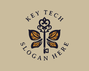 Butterfly Wing Key logo design