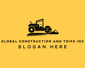 Construction Road Roller Heavy Equipment Logo