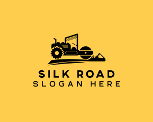 Construction Road Roller Heavy Equipment logo design