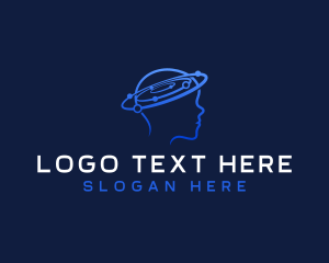 Think - Human Brain Orbit logo design